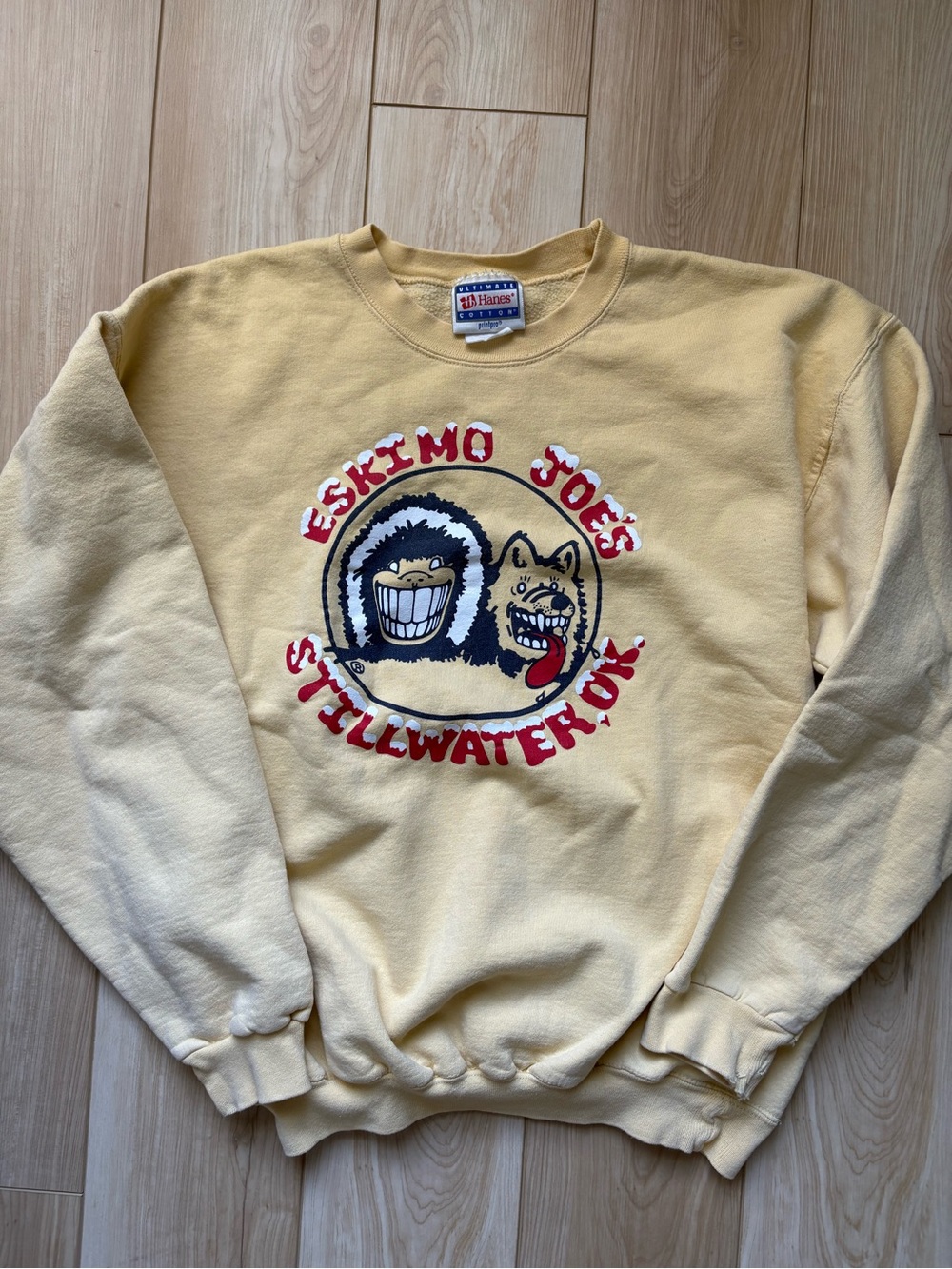 Vintage Eskimo Joe’s Yellow Graphic Crewneck Sweatshirt Skater Grunge EUC